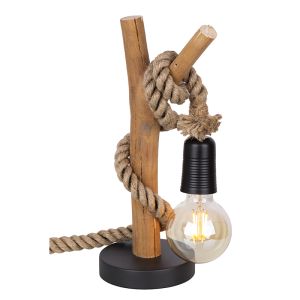 Træ rustik bordlampe reb, Nigoc