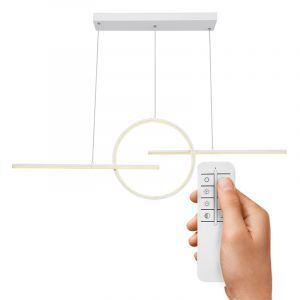 Hvid design pendler lampe metal, Wieger, 50W, varm til kold hvid justerbar LED, med fjärrkontroll