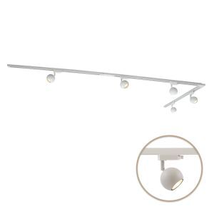 3M 1-faset skinnesystem hvid med L-connector + 5 Alco skinnespots
