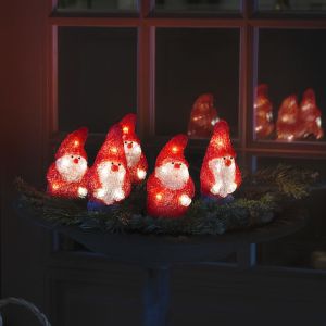 Rød jul 3d julefigur akryl, Kerstmannen, 2W, 4000K LED, IP44