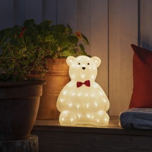 Bamse med sløjfe, 38 cm, til indendørs og udendørs