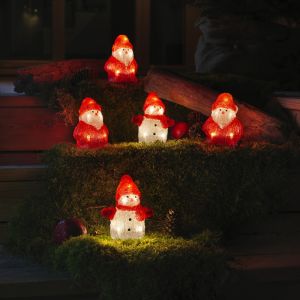 3 LED julemænd og 2 LED snemænd, til indendørs og udendørs