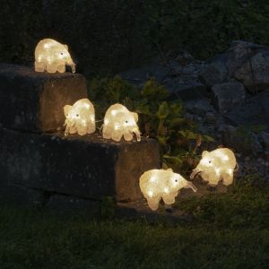 5 LED elefanter, til indendørs og udendørs