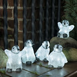 5 LED-pingviner, til indendørs og udendørs
