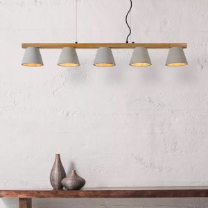Træ pendler lampe grå, Possio