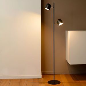 Sort gulv lampe modern, Skanska, 5W, 2700K LED, med beröringsdimmer