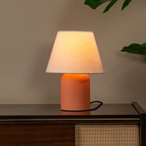 Keramik bordlampe orange, Macia, med brytare