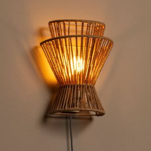 Rattan væglampe brun, Tasman, med brytare