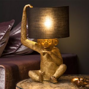 Guld bordlampe retro, Extravaganza Chimp, med brytare
