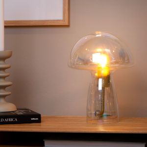 Gennemsigtig bordlampe modern, Fungo, med brytare