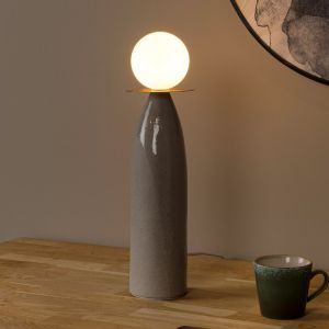 Keramik bordlampe grå, Figaro, med brytare