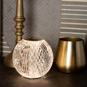 Gennemsigtig bordlampe modern, Cintra, 1,5W, 3000K LED, 3 trins lysdæmper