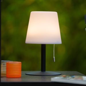 Hvid genopladelige udendørs bordlampe modern, Rio, 1,8W, RGB LED, IP44, med dra i brytare