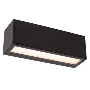 Sort udendørs væglampe med skumringssensor modern, Sutton, 1,5W, 3000K LED, IP54