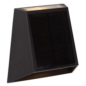 Sort udendørs væglampe solcelle modern, Luton, 1W, 2700K LED, IP54