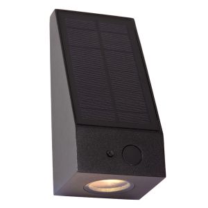 Sort udendørs væglampe solcelle modern, Irwin, 2W, 2700K LED, IP54