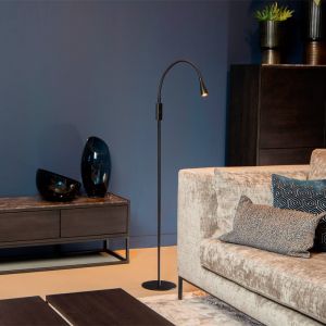 Sort læselampe gulv modern, Zozy, 3W, 3000K LED, 3 trins lysdæmper