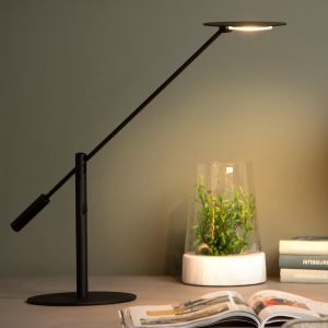Sort skrivebordslampe modern, Anselmo, 9W, 3000K LED, med beröringsdimmer
