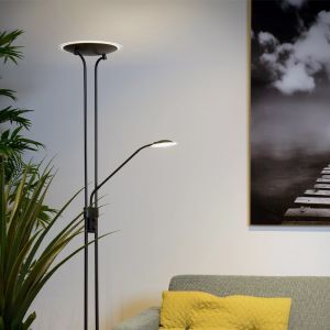 Sort læselampe gulv modern, Champion, 20W, 3000K LED