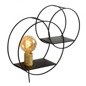 Guld væglampe retro, Circle, med brytare