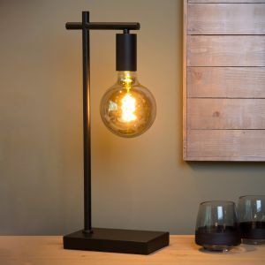 Sort bordlampe modern, Leanne, med brytare