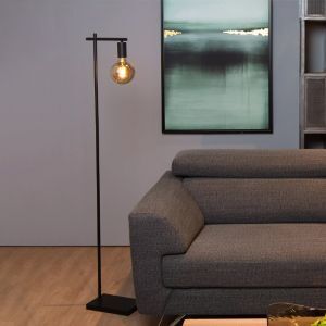 Sort gulv lampe modern, Leanne, med brytare