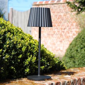 Sort udendørs bordlampe rustik, Justine, 2W, 2700K LED, IP54, med beröringsdimmer