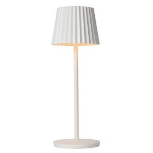 Hvid udendørs bordlampe rustik, Justine, 2W, 2700K LED, IP54, med beröringsdimmer