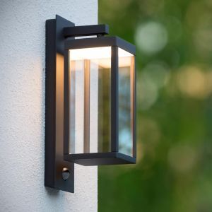 Antracit udendørs væglampe med bevægelsessensor modern, Clairette, 15W, 3000K LED, IP54