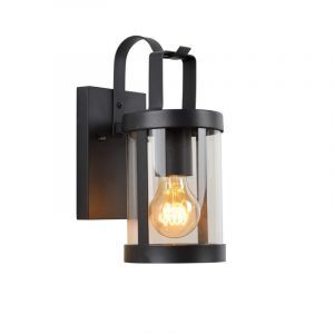 Sort væglampe modern, Lindelo, IP23