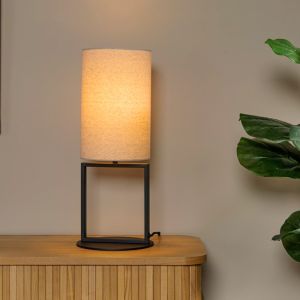 Beige bordlampe rustik, Herman, med brytare