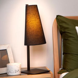 Sort bordlampe stof, Gregory, med brytare