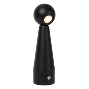 Sort genopladelige bordlampe modern, Ipsos, 3W, dim to warm LED, med beröringsdimmer