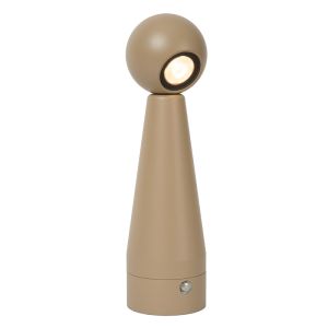 Taupe genopladelige bordlampe modern, Ipsos, 3W, dim to warm LED, med beröringsdimmer