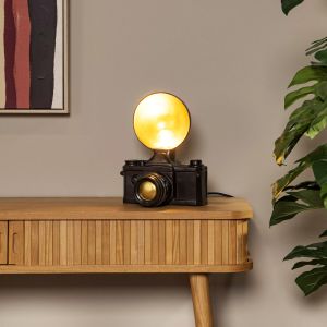 Sort bordlampe retro, Extravaganza Camera, med brytare