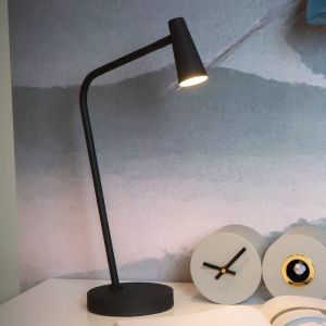 Sort genopladelige bordlampe modern, Stirling, 3W, 2700K LED, med beröringsdimmer