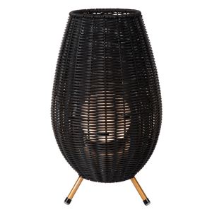 Sort udendørs bordlampe rustik, Colin, 3W, 3000K LED, IP44, 3 trins lysdæmper
