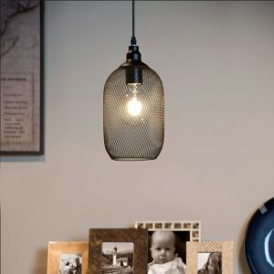 Sort pendler lampe retro, Mesh
