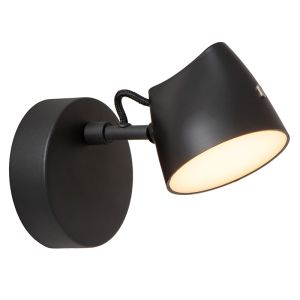 Sort væglampe rustik, Milne, 6W, 2700K LED, med beröringsdimmer