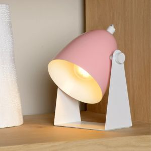 Lyserød bordlampe modern, Chago, med brytare