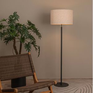 Beige gulv lampe rustik, Maya, med brytare