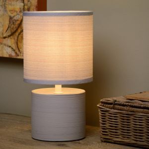 Keramik bordlampe grå, Greasby, med brytare