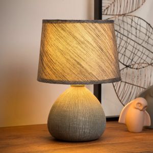Keramik bordlampe grå, Ramzi, med brytare