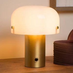 Guld bordlampe rustik, Timon, med brytare