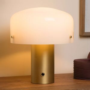 Guld bordlampe rustik, Timon, med brytare