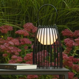 Sort udendørs bordlampe retro, Fjara, 0,3W, 2700K LED, IP44, med beröringsdimmer