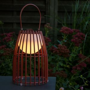 Rustfarvet udendørs bordlampe retro, Fjara, 0,3W, 2700K LED, IP44, med beröringsdimmer