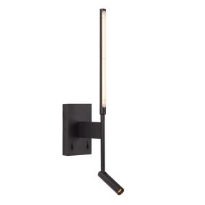 Sort væglampe modern, Finan, 6W, 2700K LED, med brytare