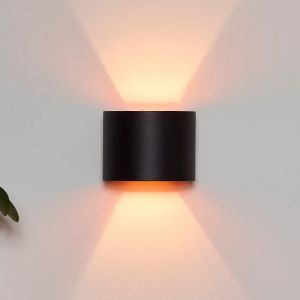 Sort up down væglampe modern, Axi, 6W, 2700K LED, IP54