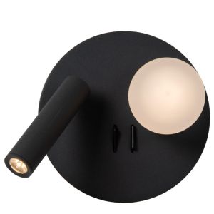 Sort sengelampe modern, Matiz, 3,5W, 3000K LED, med brytare